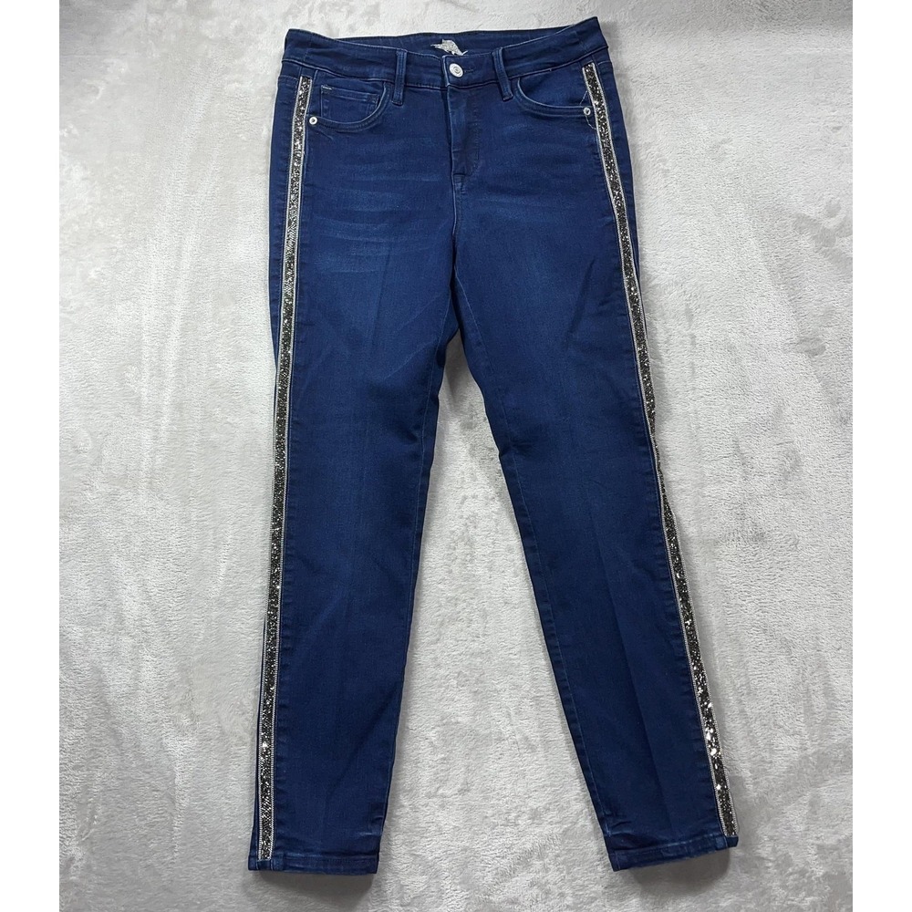 Tommy Bahama Jeans Womens 28 Blue High‎ Rise Ankle Slim Stretch Rhinestone